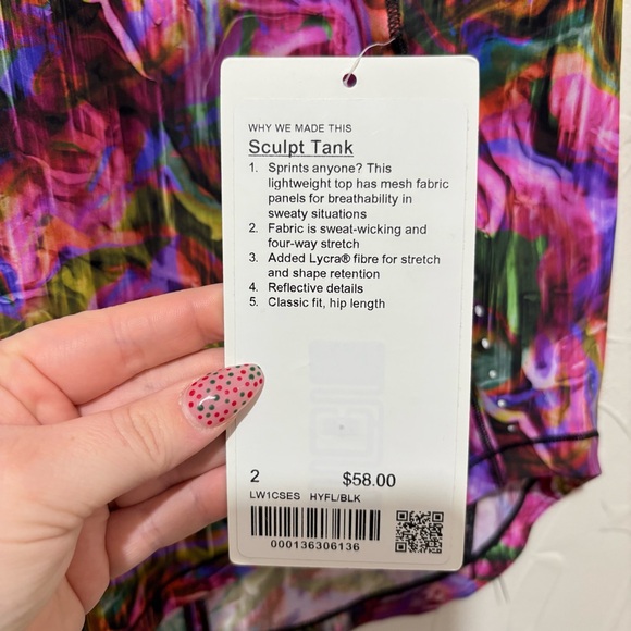 NWT Lululemon “Sculpt Tank” multi color abstract athletic tank top (size 2) - Picture 4 of 6